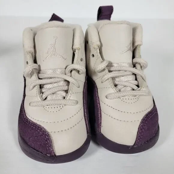 Nike Air Jordan Retro 12 Dessert Sand / Purple Sneakers Kids Size 5C 8196666-001 - Picture 3 of 9